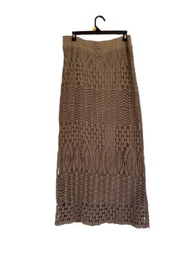 CHICO'S Women's Green Crochet Maxi Skirt Size 2